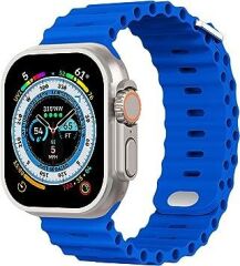 Cosmostech Akıllı Saat Watch için Uyumlu 42MM 44MM 45MM 49MM 1/2/3/4/5/6/se/7/8/ultra Akıllı Saat Silikon Kordon ve Kayışı Deep Blue