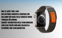 Cosmostech Akıllı Saat Watch için Uyumlu 42MM 44MM 45MM 49MM 1/2/3/4/5/6/se/7/8/ultra Hasır Kordon ve Kayışı Koyu Gri(Turuncu)