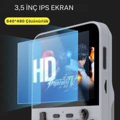 Cosmostech D007 Plus Android Taşınabilir Retro El Atarisi Game Oyun Konsolu HD IPS 3.5 Ekran -10.000+ Oyunlu Gri