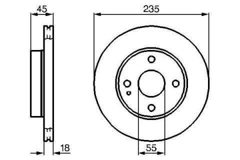 ÖN FREN AYNASI MAZDA 323 1.3-1.4-1.6 90-95 235x55x18x4DLxHAVALI DF2719