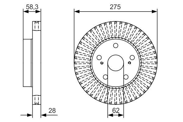 FREN DİSKİ. ÖN. 275 MM / 28-26 MM HAVA KANALLI 0986479T18