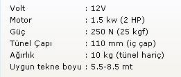 Başpervane 25Kgf 12V