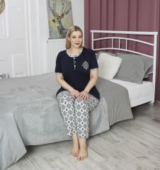 Tekten 5060 Bayan Battal Beden Kısa Kollu Pijama Takım 4'lü