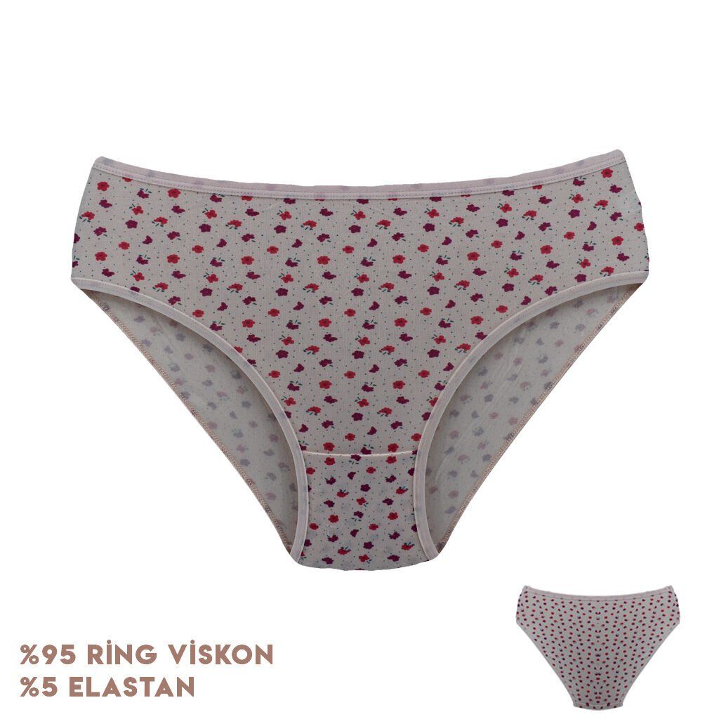 Dondeza 264-6 (L) Desenli Viscon Bayan Bikini 12'li