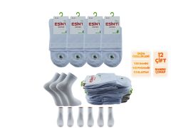 Esinti 32-Beyaz Dikişsiz Yarım Konç Bayan Bambu Patik 12'li