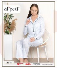 Alperi 790-15 Bayan Uzun Kol Pijama Takım 4'lü