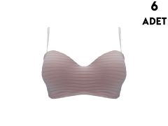 Liza 2300 Pudra Balenli Desteksiz Jakarlı Lotus Cup Sütyen 6'lı