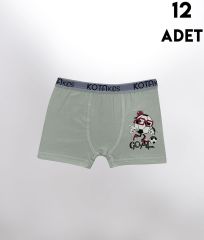 Kota 1005 Baskılı Erkek Çocuk Boxer 12'li