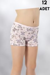 Kota 3400 Baskılı Kız Çocuk Boxer 12'li