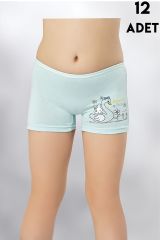 Kota 3409 Parça Baskılı Kız Çocuk Boxer 12'li