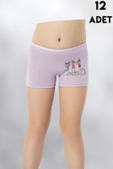 Kota 3409 Parça Baskılı Kız Çocuk Boxer 12'li