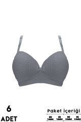 Liza 2150 Beyaz Balensiz Jakarlı B Cup Desteksiz Bayan Sütyen 6'lı