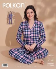 Polkan 19705 Viskon Uzun Kollu Bayan Pijama Takım 4'lü