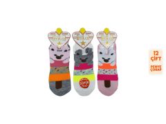XGRİ POLO 6-23 3 Boyutlu Bayan Penye Sneaker Çorap 12'li