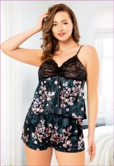 Miss Laris 4212 Battal Beden Bayan Saten Şortlu Takım