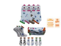 Pelin 12-24 Naturel Penye Parfümlü 3 Boyutlu Bayan Patik 12'li