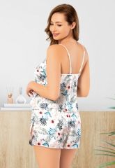 Miss Laris 4210 Battal Beden Bayan Saten Şortlu Takım