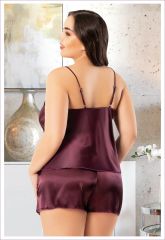 Miss Laris 4228 Battal Beden Bayan Saten Şortlu Takım