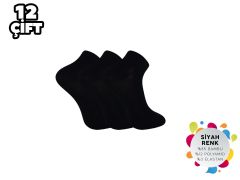 Esinti 22-Siyah Dikişsiz Erkek Bambu Patik 12'li
