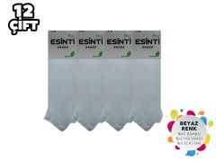 Esinti 22-Beyaz Dikişsiz Erkek Bambu Patik 12'li