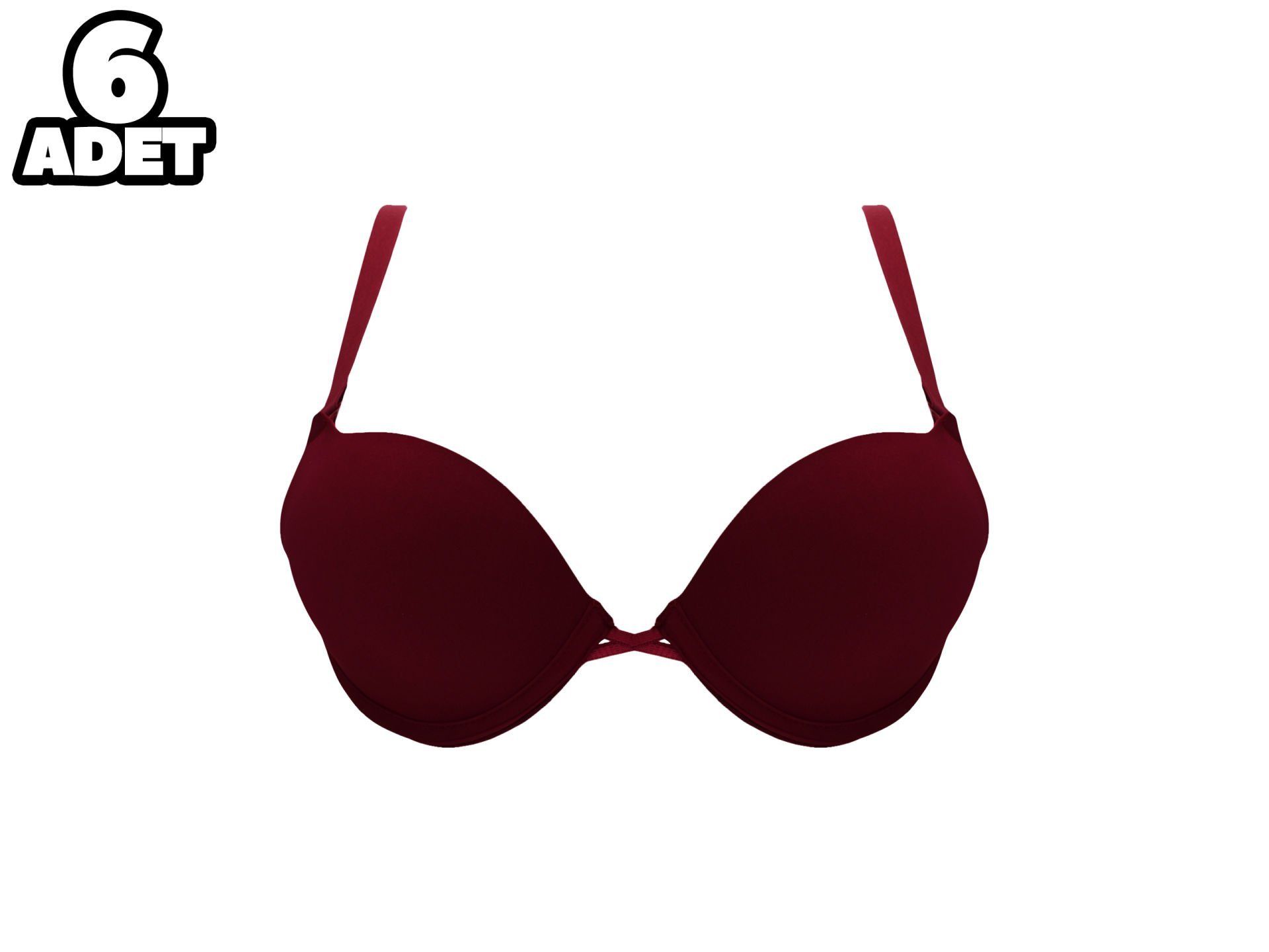 Cansoy 675-Vişne 2X Push Up Balenli Destekli Bayan Sütyen Takım 6'lı