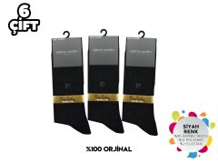 Pierre Cardin 632-Siyah Erkek Bambu İnce Yün Çorap 6'lı