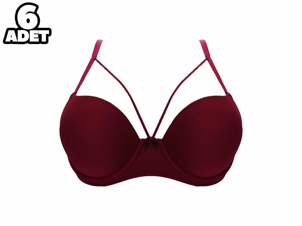 Liza 2010 Bordo Balenli Duble Destekli Sütyen 6'lı