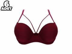Liza 2010 Bordo Balenli Duble Destekli Sütyen 6'lı
