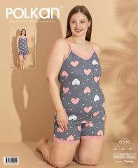 Polkan 6516 (2XL-3XL-4XL) Viskon Bayan Şortlu Takım 6'lı