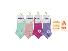 Esinti 21-Açık Renk Dikişsiz Bayan Bambu Patik 12'li
