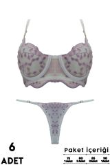 Love Secret Brodeli 1037 B Cup Balenli Desteksiz Bayan Sütyen Takım 6'lı