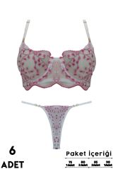 Love Secret Brodeli 1038 B Cup Balenli Desteksiz Bayan Sütyen Takım 6'lı