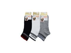 XGRİ POLO (E-E-7-5) Erkek Uzun Konç Patik 12'li