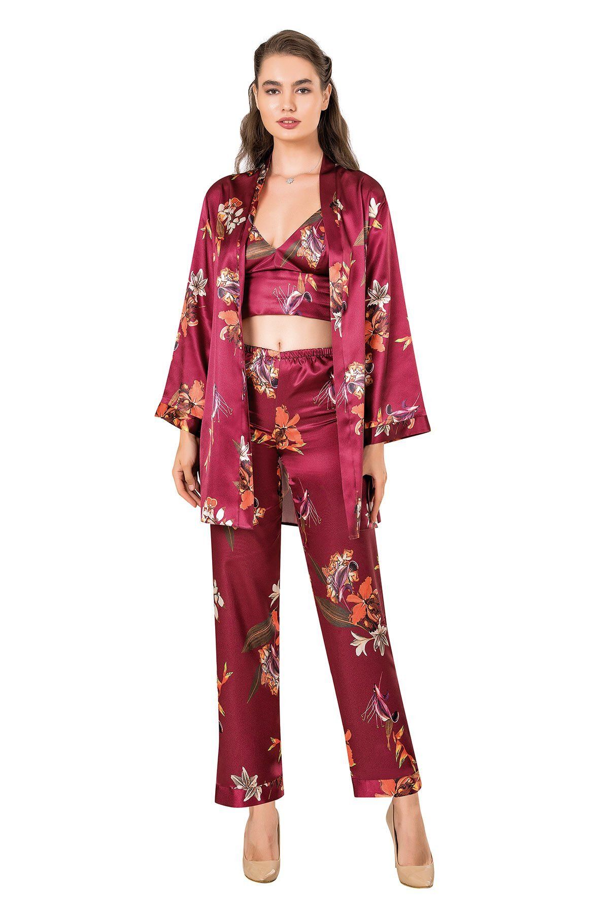 Moongirl 330 Epirme Crop 3lü Pijama Takım