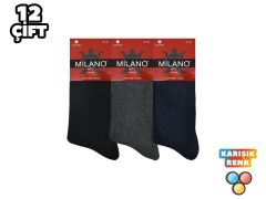 Milano Aldano 009 Ekonomik Likralı Komet Erkek Çorap 12'li