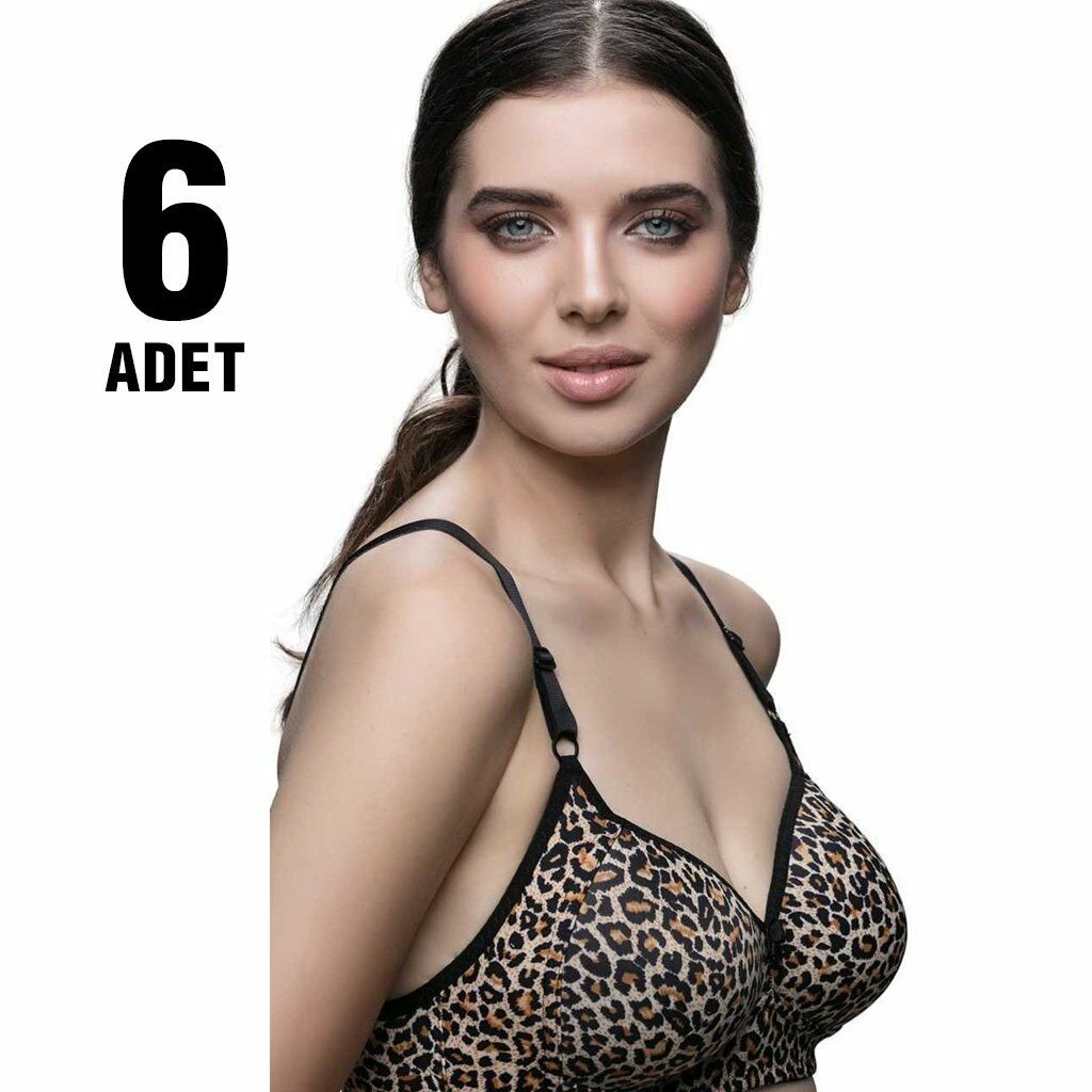 Liza 1000 Leopar Desenli Boş Kalıp Bayan Sütyen 6'lı