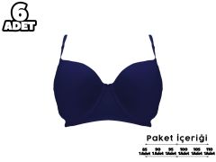 Liza 2110 Lacivert C Cup Balenli Desteksiz Bayan Sütyen 6'lı