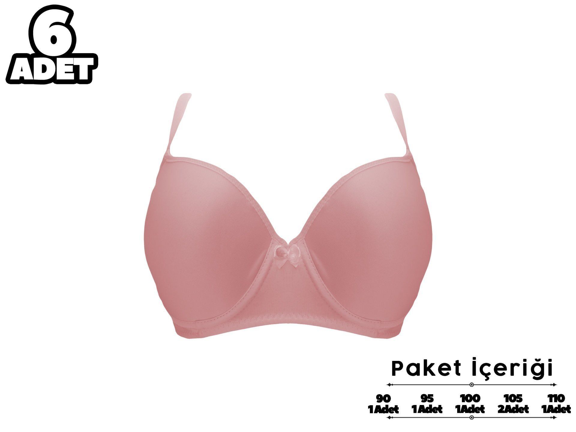 Liza 2120 Pudra C Cup Balenli Desteksiz Bayan Sütyen 6'lı