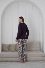 Kapitex 59108 Bambu Ring Viskon Bayan Uzun Kol Pijama Takım 4'lü