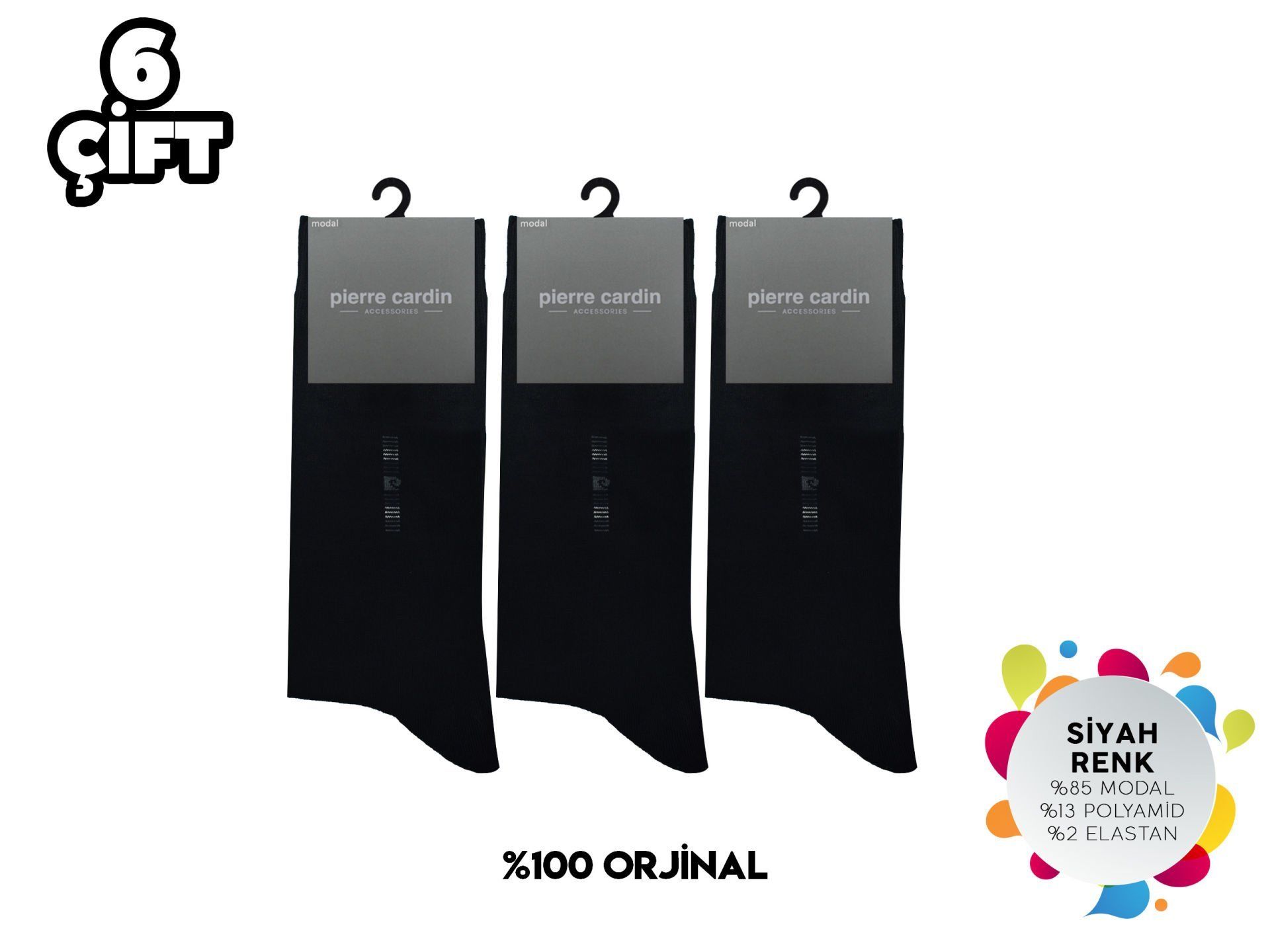 Pierre Cardin 936-Siyah Erkek Modal Çorap 6'lı