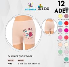 Dondeza 402 Baskılı Kız Çocuk Boxer 12'li