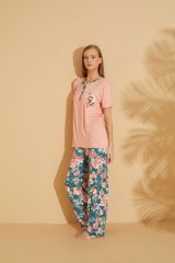 Polkan 19510 Bayan Ring Viskon Kısa Kollu Bayan Pijama Takım Paket İçi 4'lü