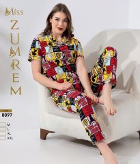 Zümrem 0097 Bebe Yaka Kısa Kollu Bayan Pijama Takım 4'lü