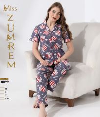 Zümrem 0099 Bebe Yaka Kısa Kollu Bayan Pijama Takım 4'lü