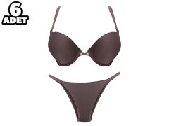Cansoy 675-Pudra 2X Push Up Balenli Destekli Bayan Sütyen Takım 6'lı