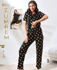 Zümrem 361 Rink Viskon 5 Düğmeli Kısa Kollu Bayan Pijama Takımı 4'lü