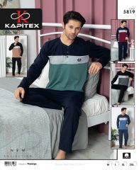 Kapitex 5819. Erkek Uzun Kol Pijama Takım 4'lü