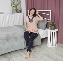 Tekten 4850 Bayan Kısa Kollu Pijama Takım 4'lü