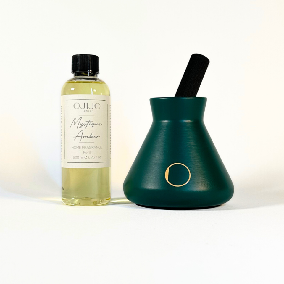 Çubuklu Oda Kokusu, Mat Yeşil Seramik Pot Mystique Amber