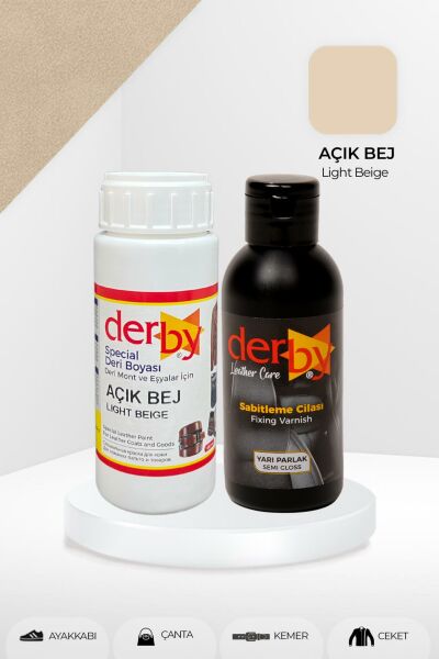 Derby Special Deri Boyası ve Cilası 100 mL - 2'li Set / Mont Eşya Çanta Deri Boyası Kızıl Kahve